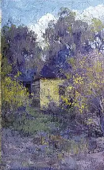 Paysage et maison de campagne, 1900, huile sur toile, 34,4 × 21,7 cm, collection privée.