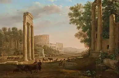 Caprice avec les ruines du Forum romain (vers 1634), , Adélaïde, galerie d'art d'Australie-Méridionale.