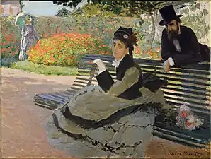 Camille Monet sur un banc, 1873.