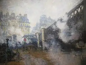 Le Pont de l'Europe, gare Saint-Lazare par Claude Monet, 1877.