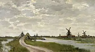 Moulins près de Zaandam, Claude Monet, 1871, Walters Art Museum.
