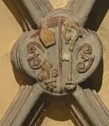 Clef de voûte du plafond la nef centrale datant de 1741