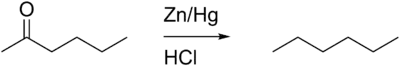 Réduction de Clemmensen de l'hexane-2-one en n-hexane