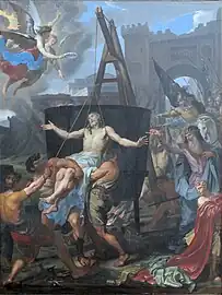 Le Martyre de saint Jean à la Porte Latine, de Daniel Hallé (1662), exposé dans l'atrium du musée.