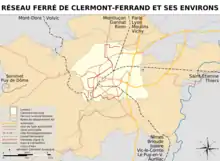 Carte du réseau ferré (tramway et train) de l'agglomération