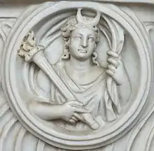 Détail de Séléné sur un sarcophage romain.