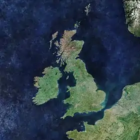 Vue satellite des îles Britanniques