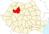 Map of Romania highlighting Cluj County