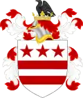 The first entry in the Roll of Arms, the coat of arms of John Washington, the great-grandfather of George Washington