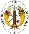 Armoiries et premier insigne officiel de la Grande Colombie (6 octobre 1821 – 9 mai 1834). Possiblement basé sur les armoiries utilisées par la France. Une déclinaison servit d'armoiries provisoires pour la république de Nouvelle-Grenade lors de la dissolution de la Grande Colombie.