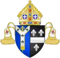 À son inauguration comme Archevêque de Cantorbéry en 2013, Justin Welby porte des armoiries parti de celles de son diocèse et de sa famille
