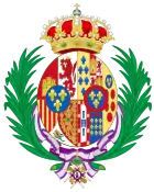 Armoiries de la « comtesse de Barcelone », en tant qu'épouse du prétendant au trône d’Espagne (1941-1977)[Information douteuse].