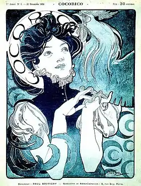 Premier numéro de Cocorico illustré par Mucha.