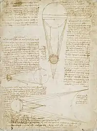 Une page manuscrite sur laquelle sont écrits plusieurs paragraphes encadrant plusieurs schémas de la Lune, la Terre et du Soleil.