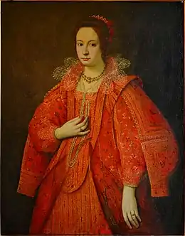 Attribuée à Scipione Pulzone, La Femme en rouge (XVIe siècle).