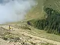 Le col des Ayes depuis les lacets montant à la Dent de Crolles.