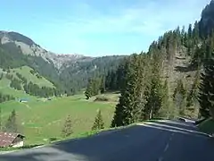 Route dans les derniers kilomètres, sous la forêt de Covetan.