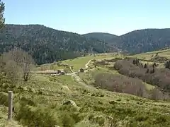 Le col du Bez plus bas vu depuis la route du col du Pendu.