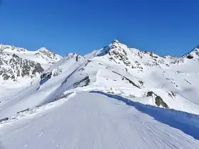 Vue de l'aiguille du Bouchet depuis la piste de ski Lory à Orelle.