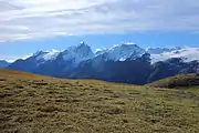 Le massif de La Meije vu du col du Souchet sur le plateau d'Emparis.