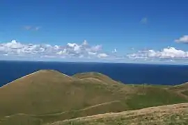 Pâturages communs situés dans l'est de l'île, vus depuis le sommet de Big Hill