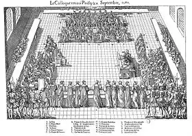 Le colloque de Poissy, gravure de Tortorel et Perrissin.