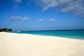 Plage de l'île San Salvador, aux Bahamas.