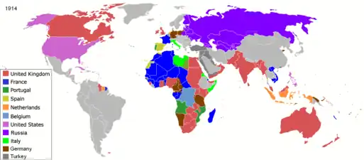 Empires coloniaux occidentaux en 1914.