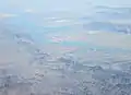 Vue aériennes de l'extrémité nord du lac Mohave, juste au sud du barrage Davis.