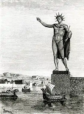 Représentation du colosse de Rhodes (1880).
