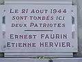 Plaque commémorative du combat de la route de la Libération 21 août 1944.