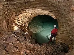 Siphon amont de l'aven de la Combe du Buis, Saint-Guilhem-le-Désert, Hérault, France.