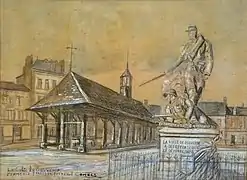 Fernand Combes : Formerie, le culte du souvenir (1932)On voit l'ancienne Halle au beurre et la statue du Capitaine Dornat, avant les destructions de 1940.