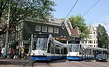 Vue des tramways d'Amsterdam