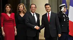 Les présidents français François Hollande et mexicain Enrique Peña Nieto à Paris en octobre 2012.