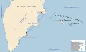 Sud de la péninsule du Kamtchatka avec les îles Komandorski à l'est