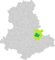 Sur la carte de la Haute-Vienne, position de la commune et du canton de Saint-Léonard-de-Noblat