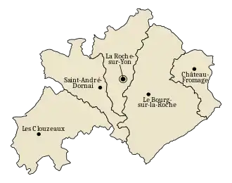 Les communes du canton de la Roche-sur-Yon, en 1790.