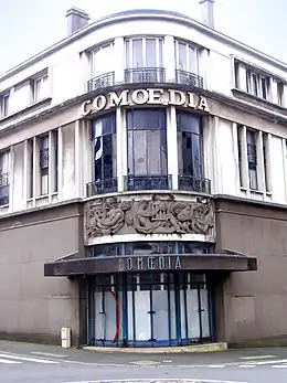 Cinéma Le Comœdia de Brest, par Michel Ouchacoff et sculptures de Jean-René Debarre, 1950.