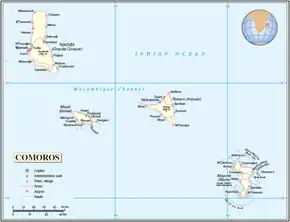 Carte de l’archipel des Comores.