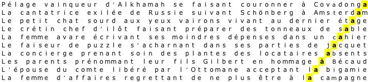Premières lignes du compendium de La Vie mode d'emploi de Georges Perec