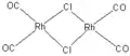 Complexe de rhodium possédant des ligands pontant (préfixés µ) de formule brute [{Rh(µ-Cl)(CO)2}2]