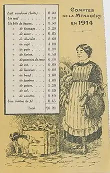 Comptes de la ménagère en 1914