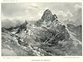 Vue depuis le Muttekopf sur une gravure de 1901.