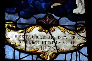 Vitrail G (détail).Cartouche