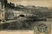 Carte postale du tunnel vers 1906 et le pont-levant.