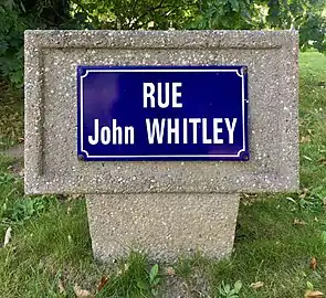 La plaque de rue John Whitley à Condette.