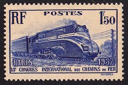 Timbre commémoratif français émis en 1937.