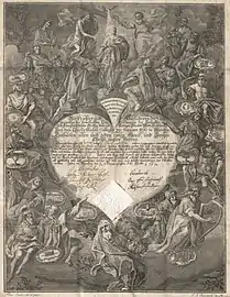 Certificat d'admission à l'ordre masculin de la Congrégation de l'Immaculée Conception (av. 1762).