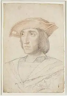 Portrait supposé du connétable Charles III de Bourbon. Dessin de Jean Clouet, Chantilly, musée Condé.